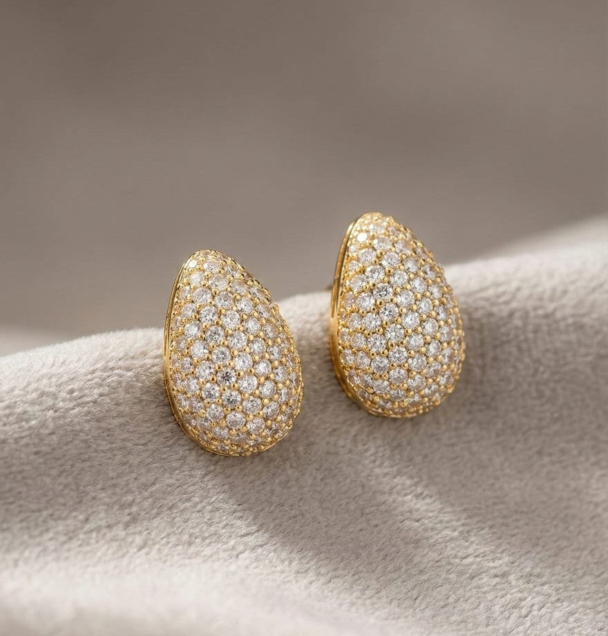 Pave Diamond Teardrop Stud Earrings