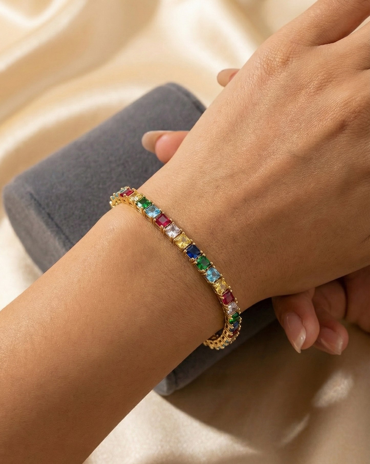 Premium Multicolor Stone Tennis Bracelet