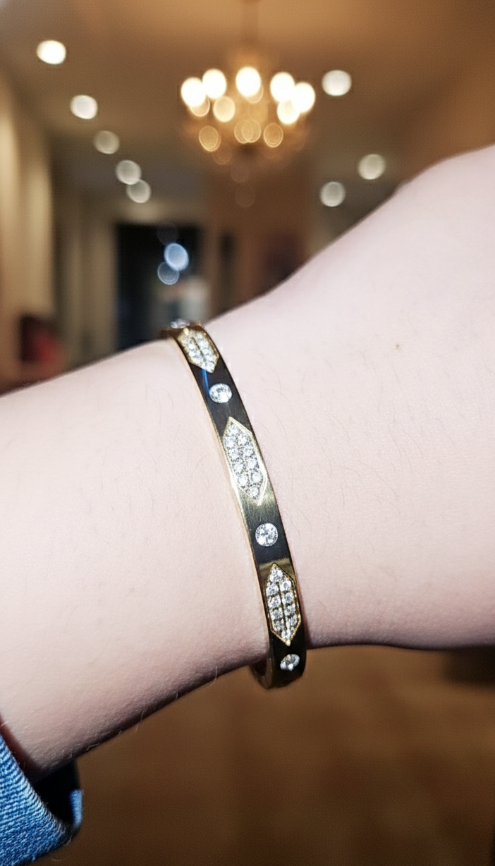 Premium Diamond-Studded Gold-Plated Bangle