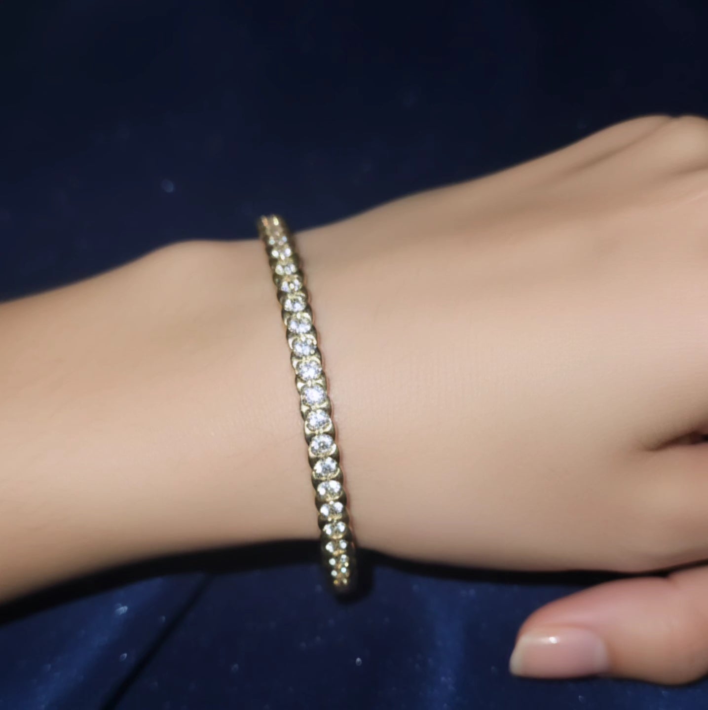 24k Gold Plated Stones Adjustable Bracelet