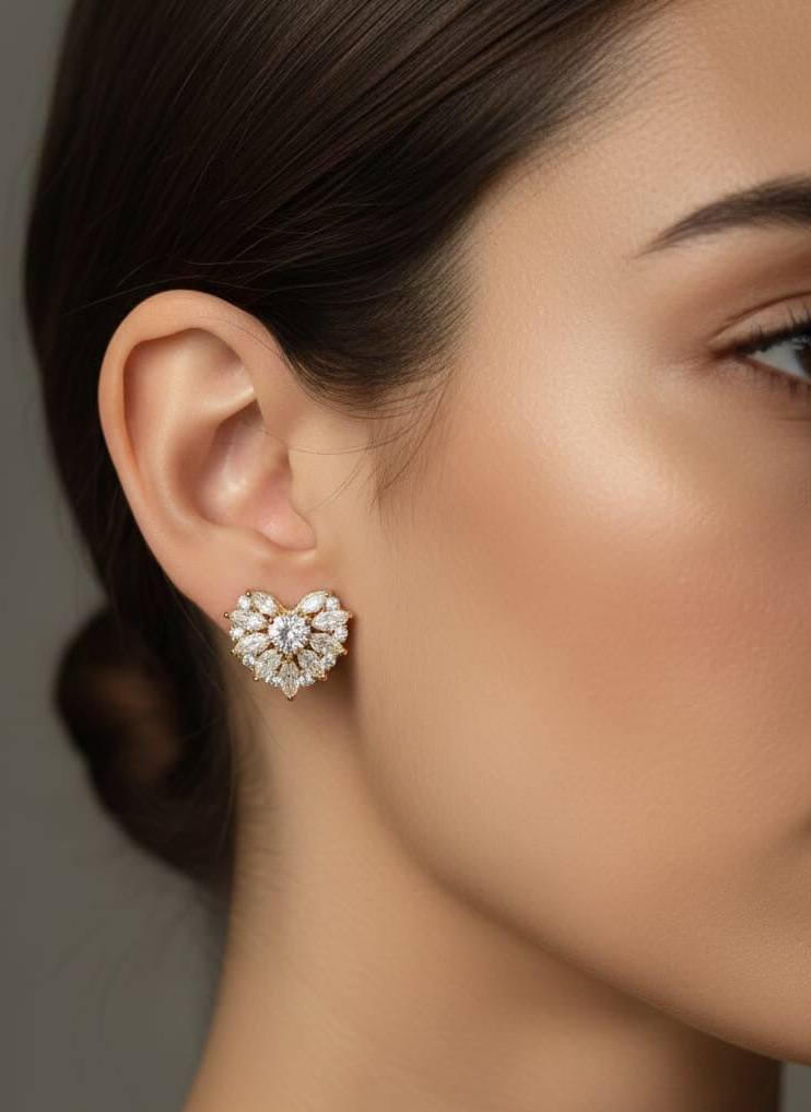 Premium Anti-Tarnish Solitaire Stud Earrings – Gold Finish