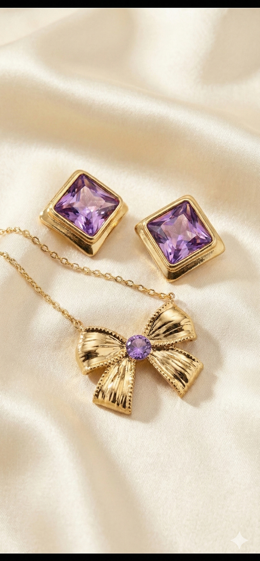 Purple Grace Bow Jewellery Set 💜