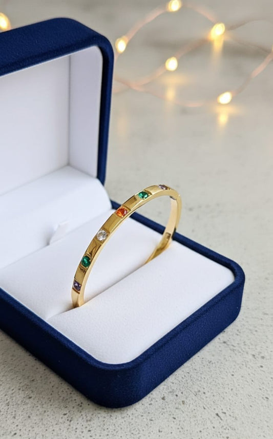 Rainbow Gemstone Inlay Bracelets