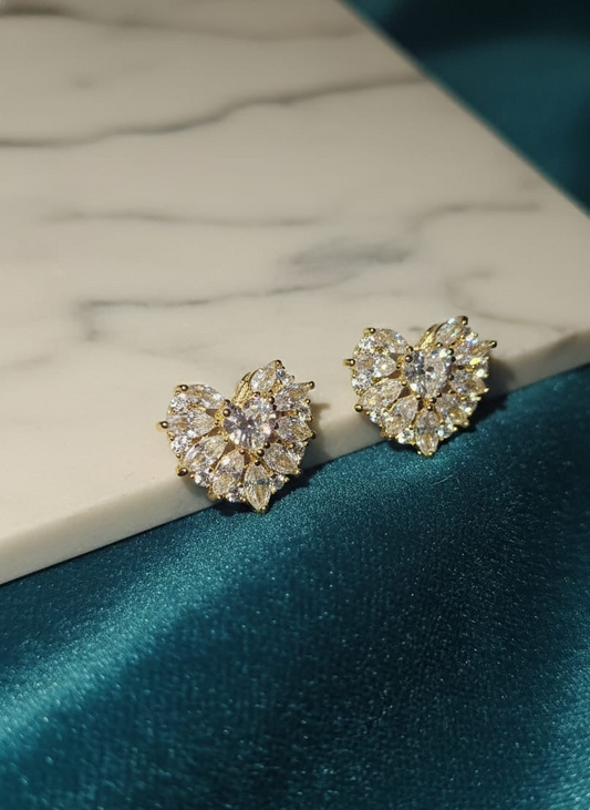 Premium Anti-Tarnish Solitaire Stud Earrings – Gold Finish