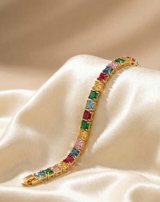 Premium Multicolor Stone Tennis Bracelet
