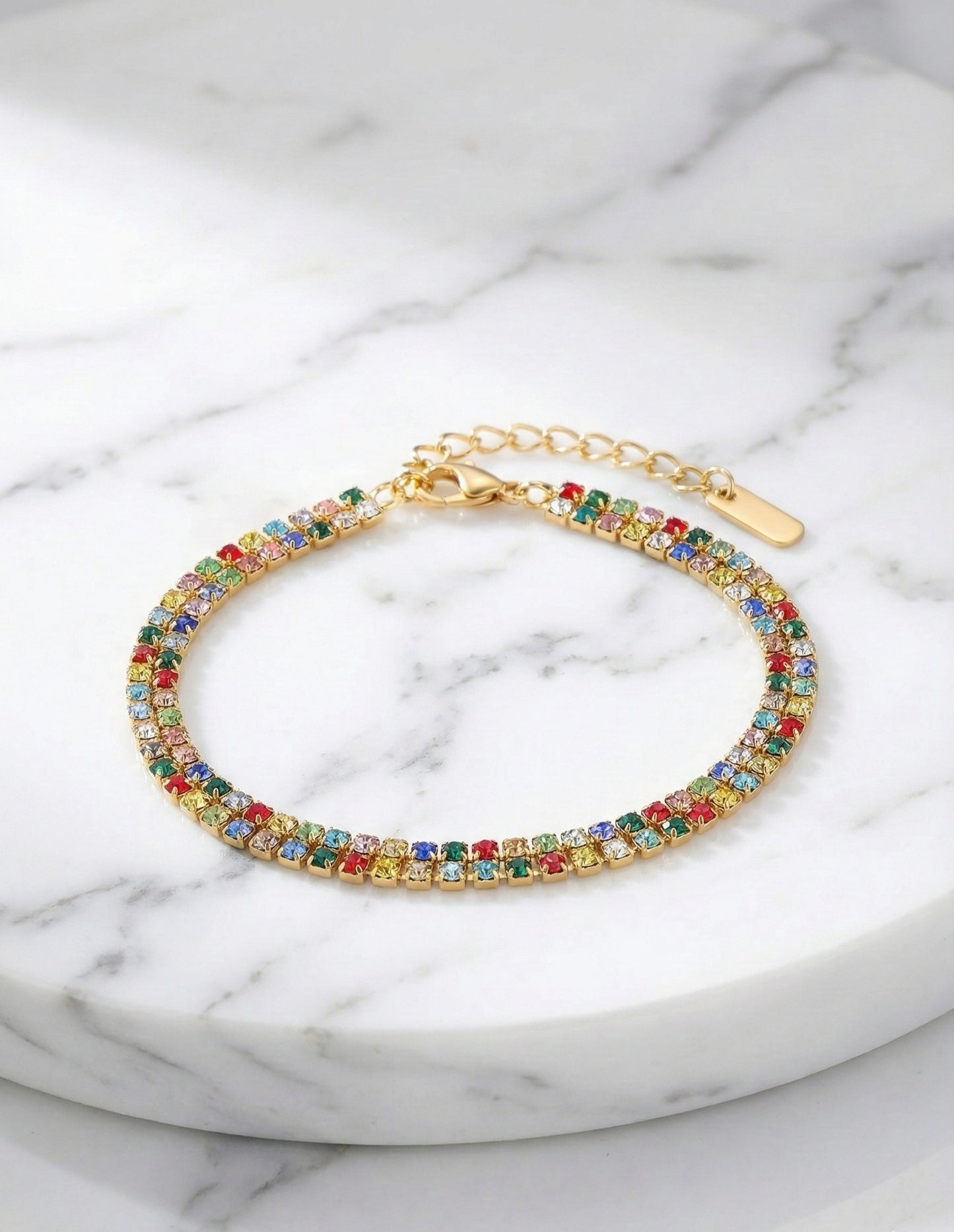 Premium Two layered Multicolor Stone Tennis Bracelet