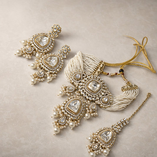 Royal Pearl & Kundan Jewellery Set