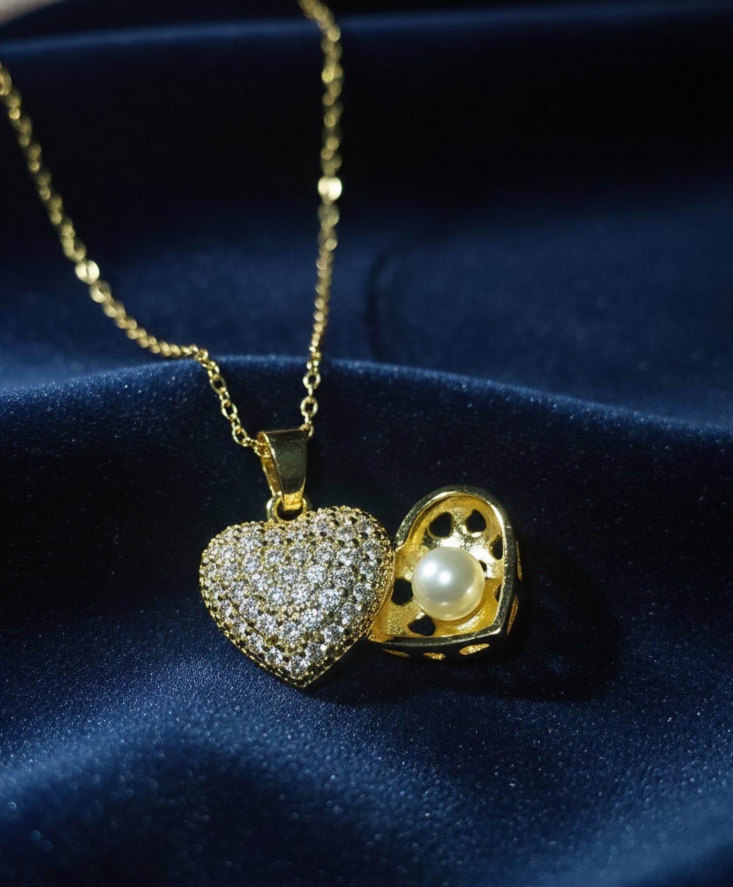 Heart-Shaped Gold Plated Pendant Necklace