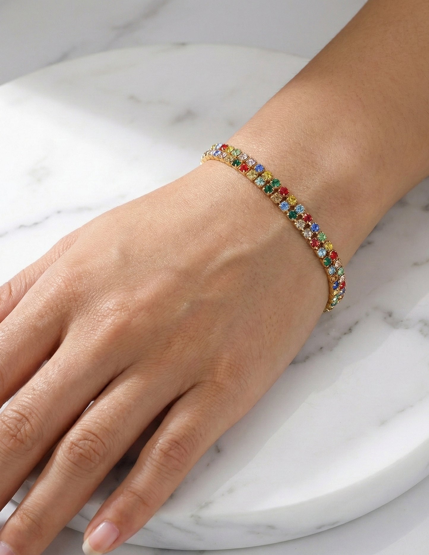 Premium Two layered Multicolor Stone Tennis Bracelet
