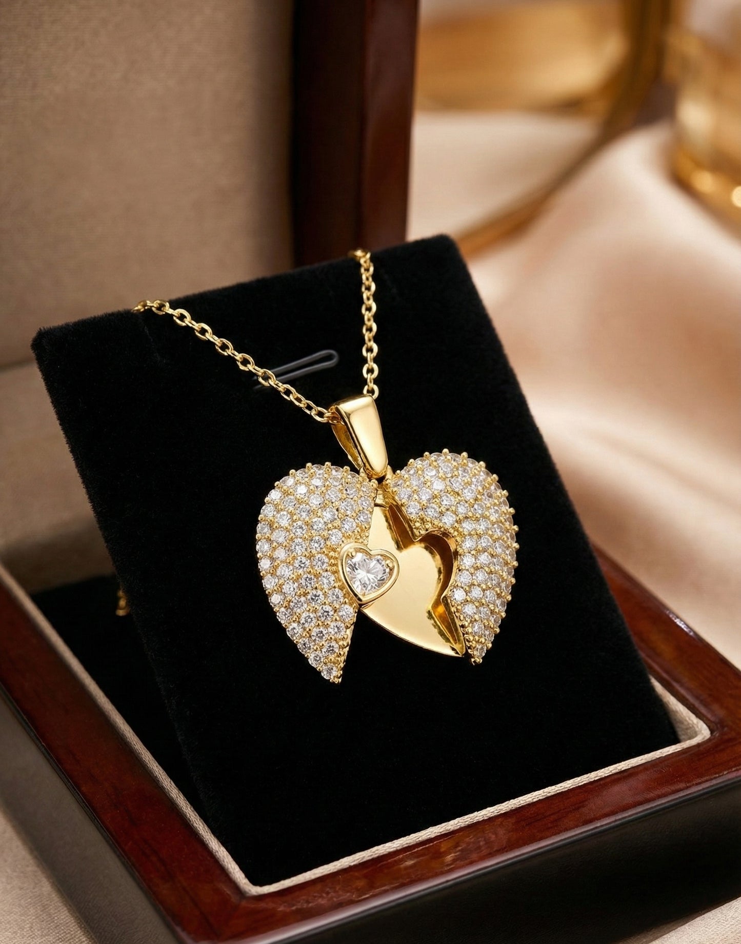 Heart-Shaped Gold Plated Pendant Necklace