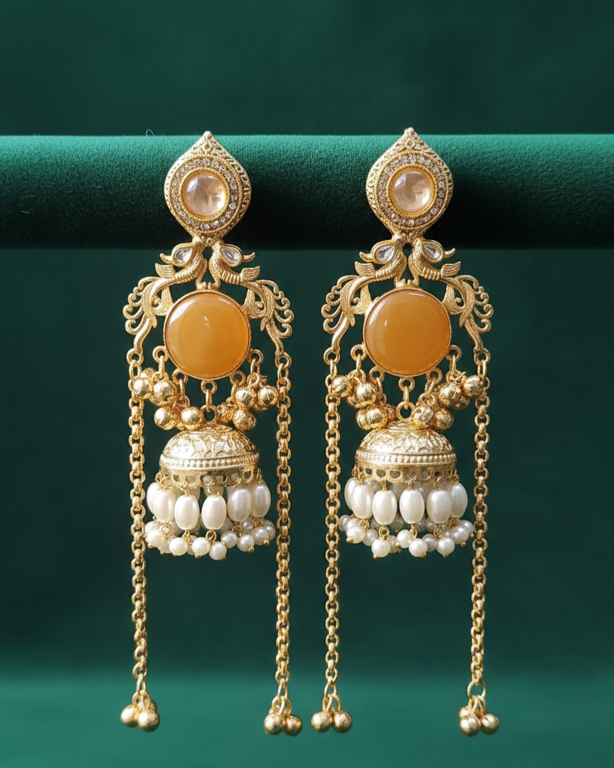 Royal Chandrika Pearl Jhumka Earrings