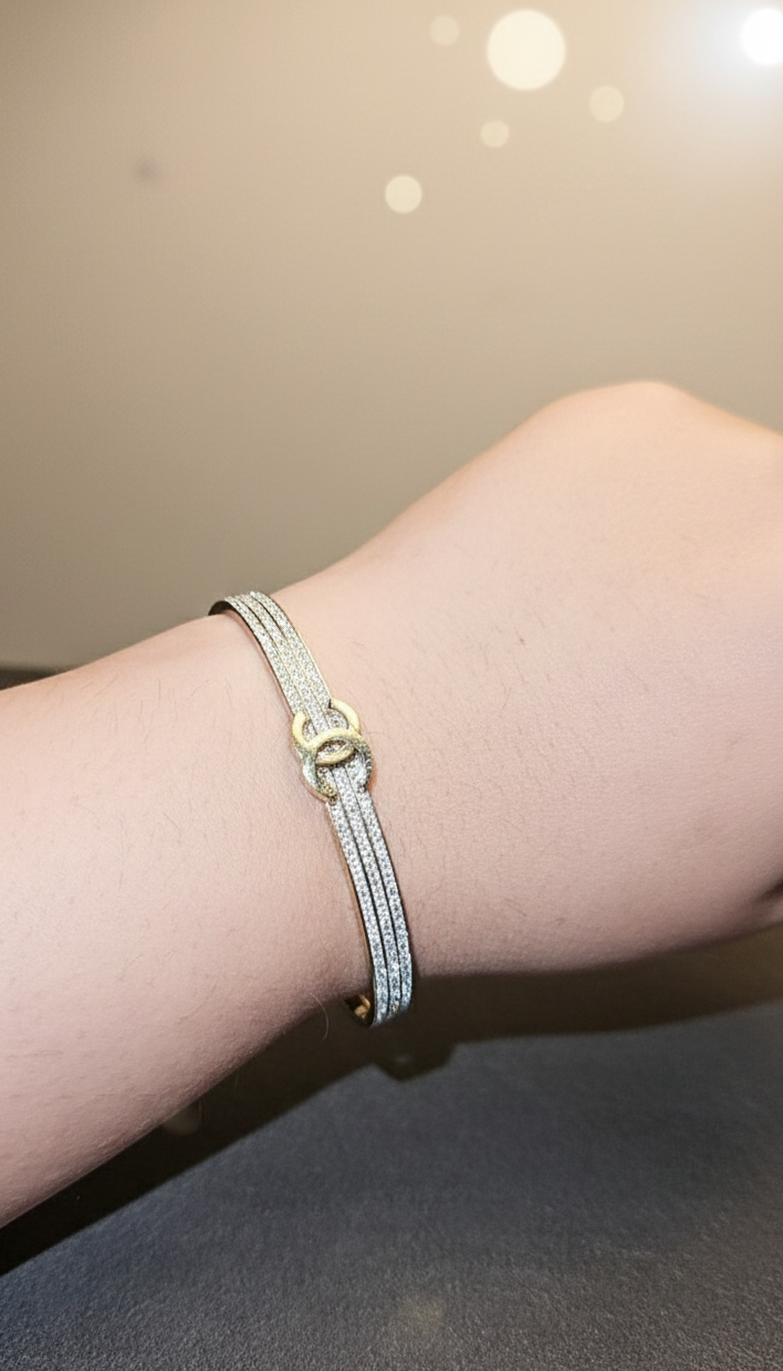 Luxury Crystal Logo Bracelet – 24K Gold Plated | Anti-Tarnish | Daily Wear