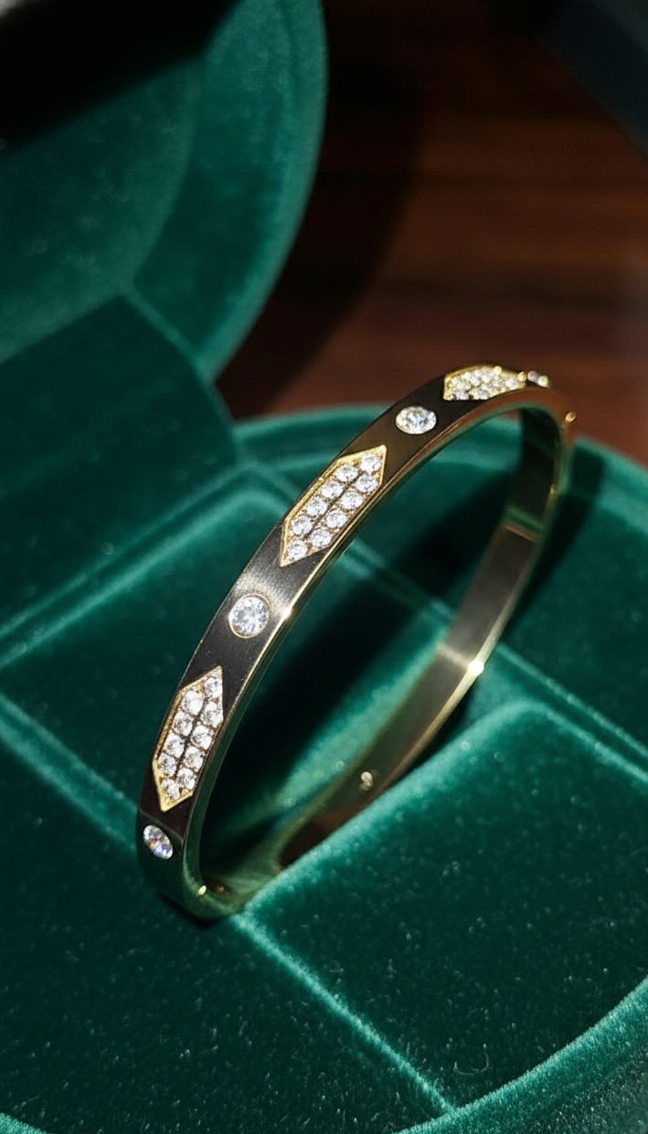 Premium Diamond-Studded Gold-Plated Bangle