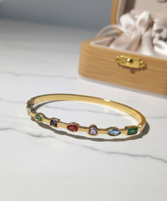 24k Gold Plated Multi Stones Adjustable Bracelet