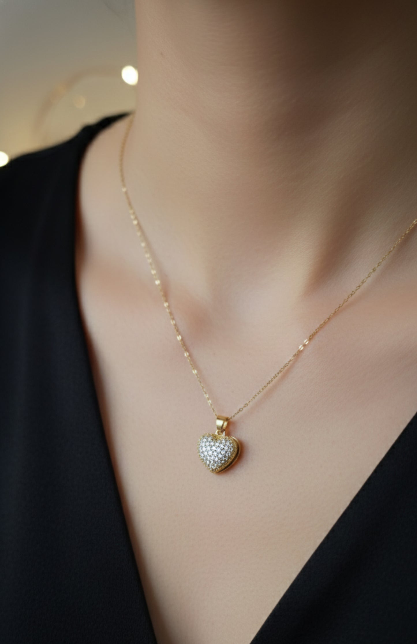 Heart-Shaped Gold Plated Pendant Necklace