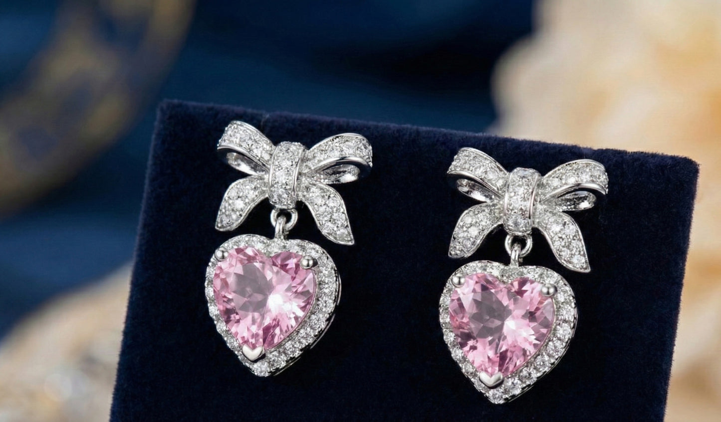 Heart Drop Bow Earrings