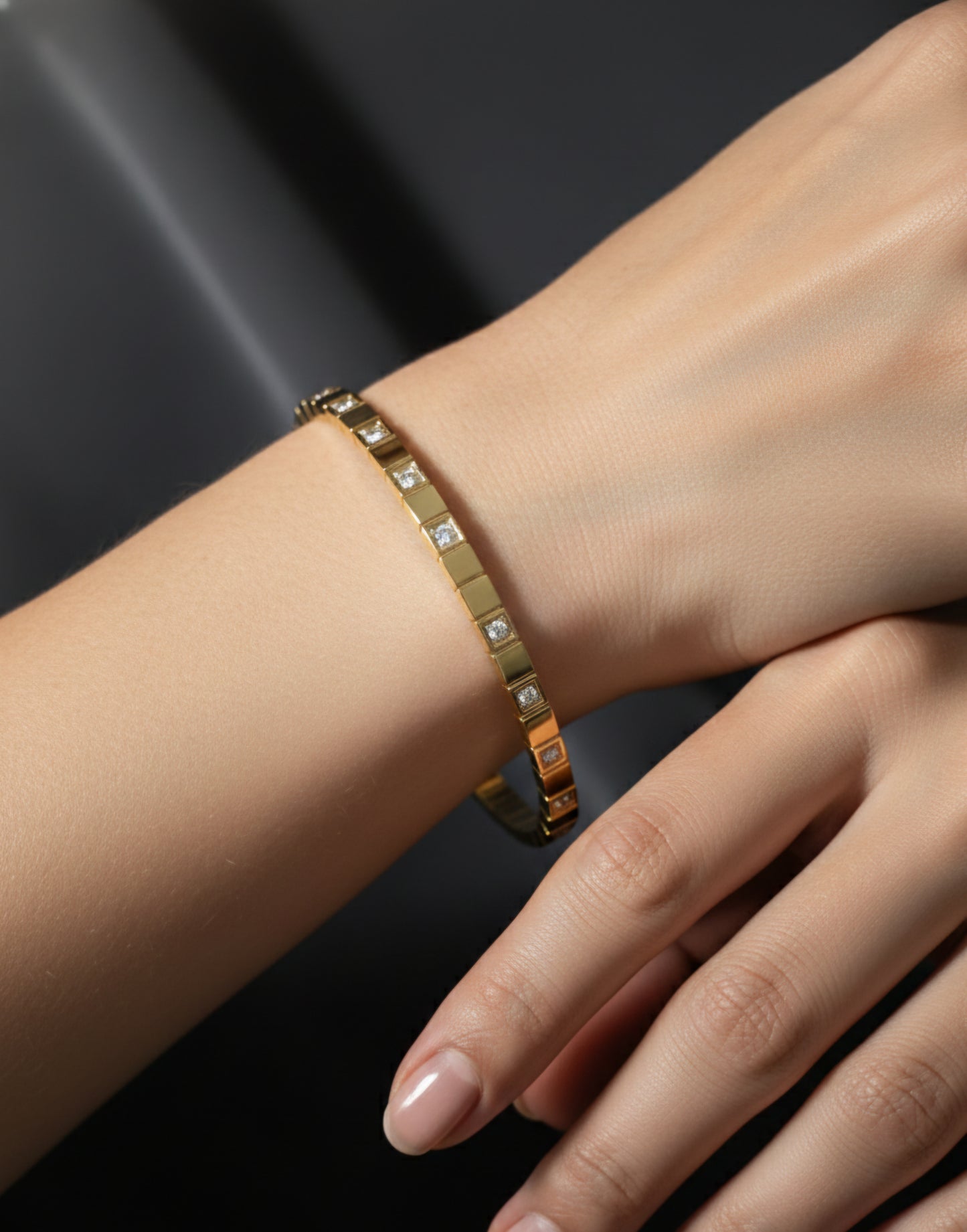 Stones-Studded Gold Plated Bracelet
