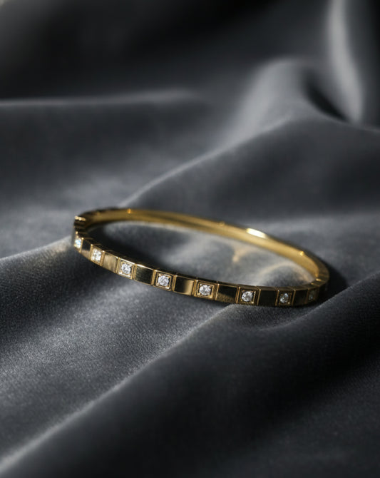 Stones-Studded Gold Plated Bracelet